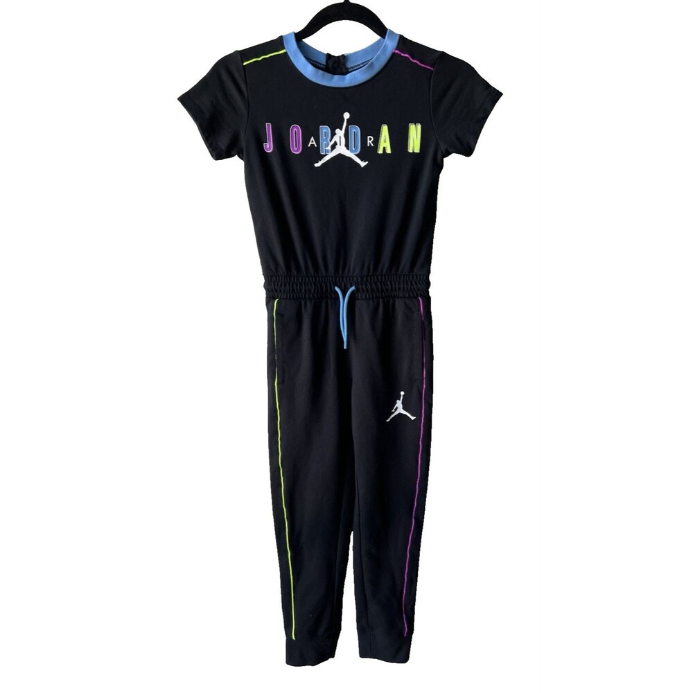 Air Jordan Girls' Multicolor Short Sleeve Jumpsuit 8-10YRS Elastic Waist